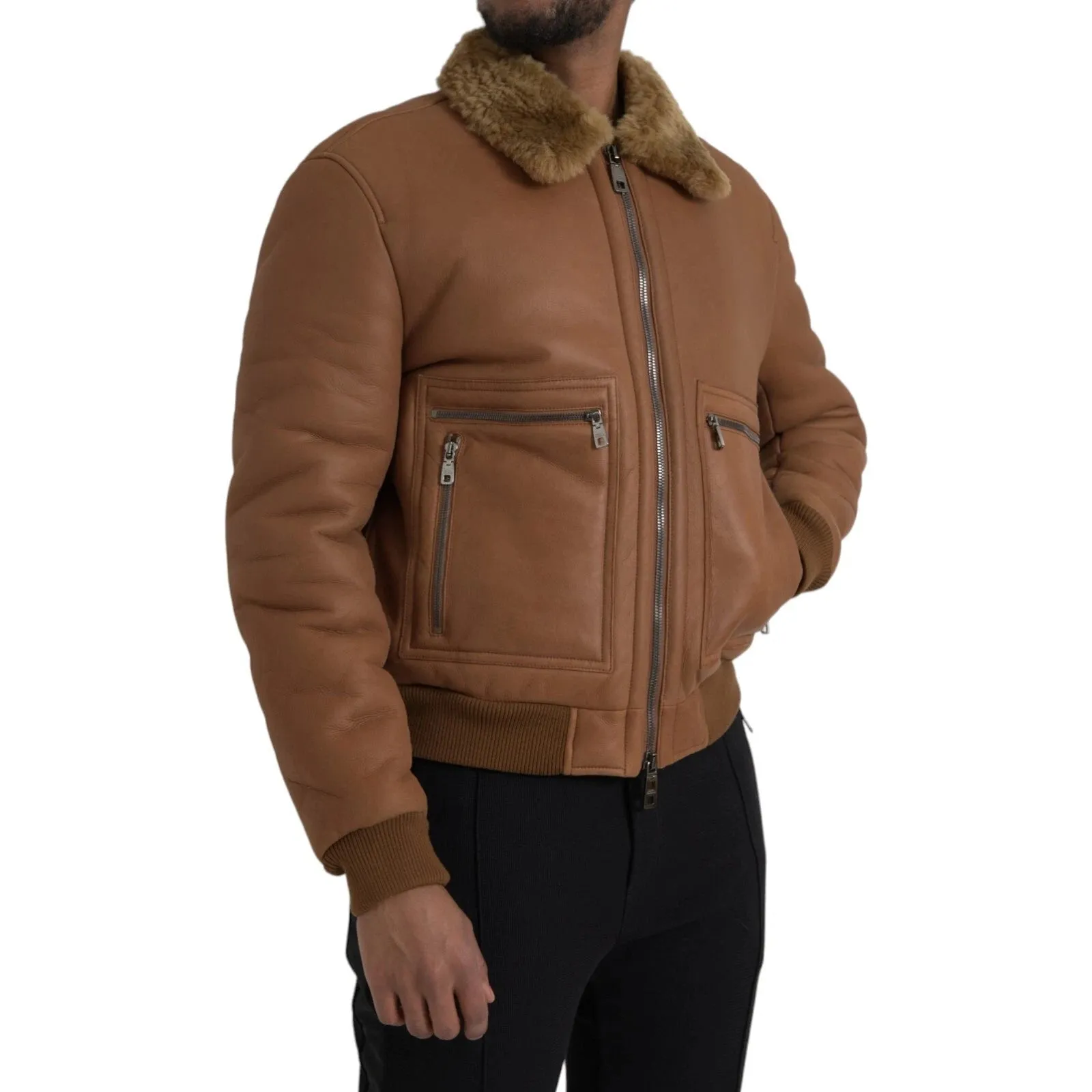 Dolce Gabbana Leather Jacket with Shearling Collar sold by Siebentaschen product image thumbnail 2