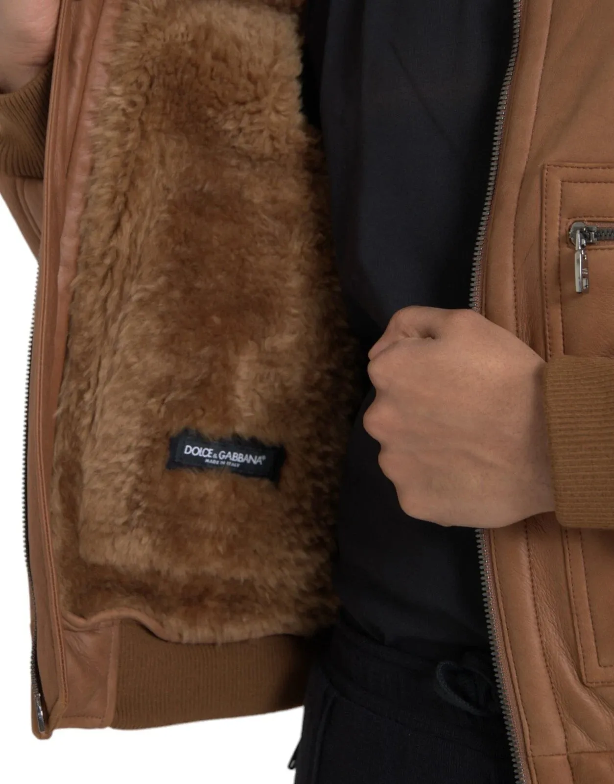 Dolce Gabbana Leather Jacket with Shearling Collar sold by Siebentaschen product image thumbnail 5