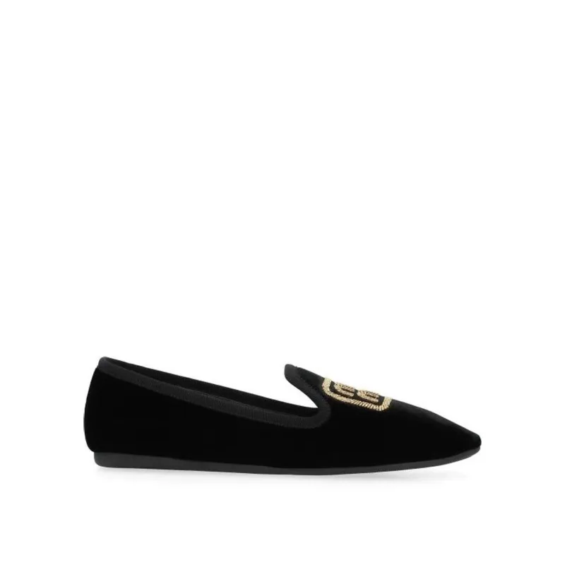 Miu Miu Logo Velvet Flats sold by Siebentaschen