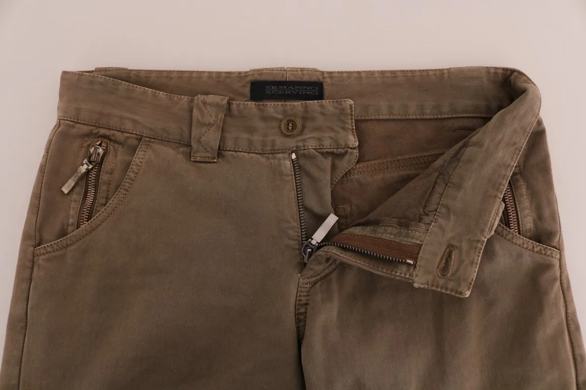 Ermanno Scervino Brown Cotton Casual Slim Fit Pants sold by Siebentaschen product image thumbnail 4