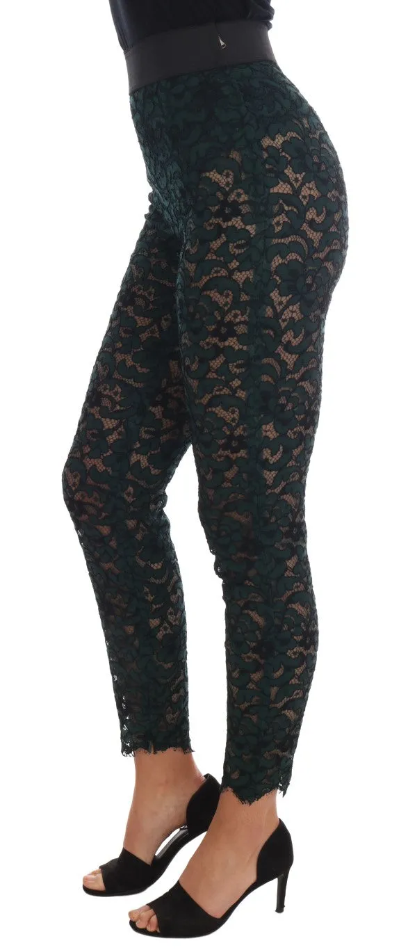 Dolce & Gabbana Green Floral Lace Leggings Pants sold by Siebentaschen product image thumbnail 2