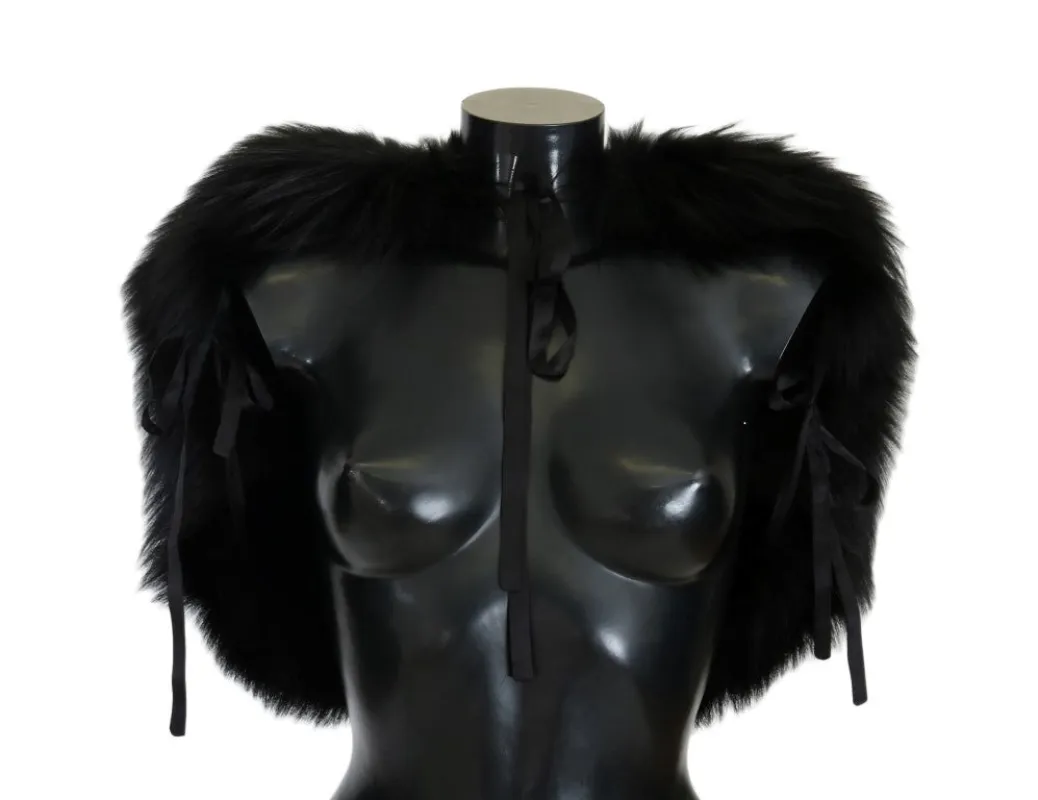 Dolce & Gabbana Black Silver Fox Fur Scarf sold by Siebentaschen