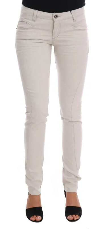 Costume National White Cotton Stretch Slim Jeans sold by Siebentaschen