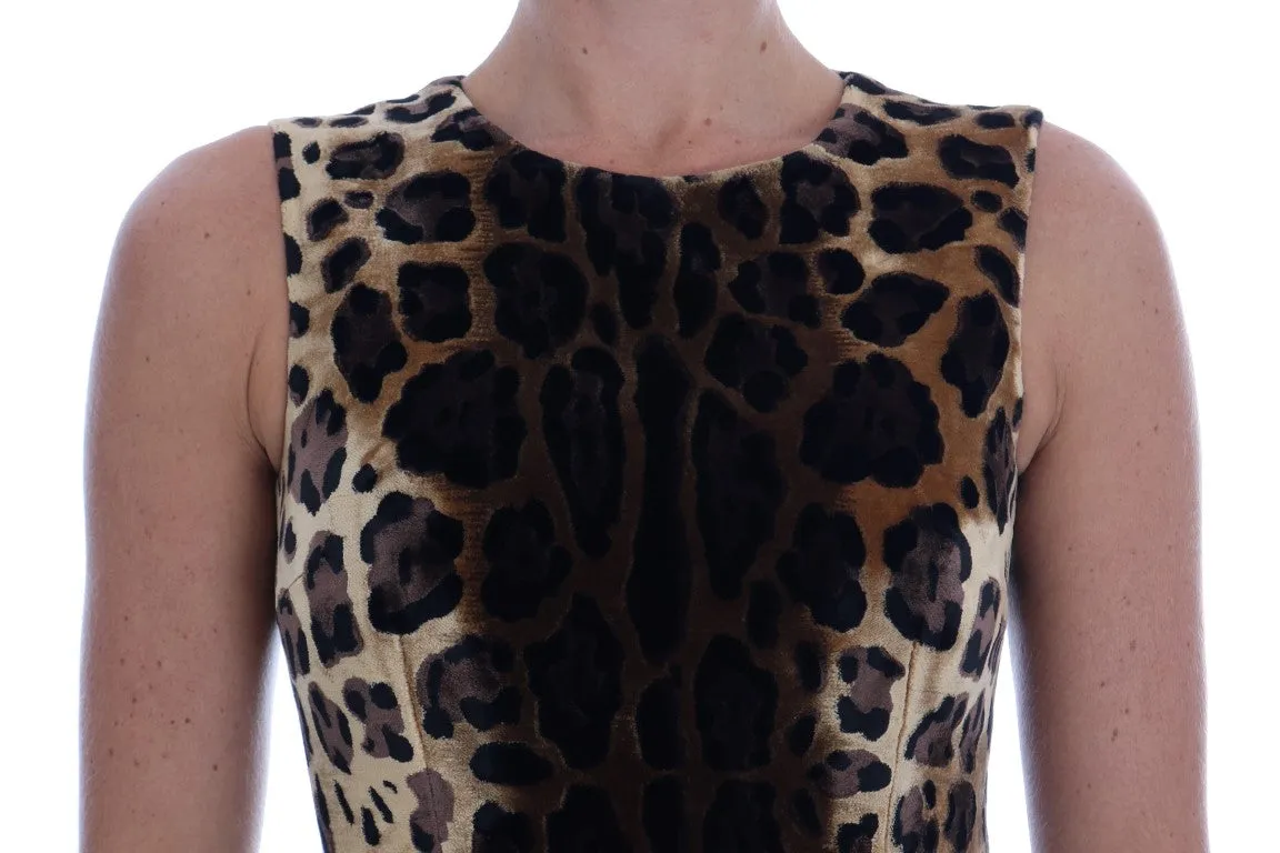 Dolce & Gabbana Brown Leopard Print Silk Sheath Dress sold by Siebentaschen product image thumbnail 4