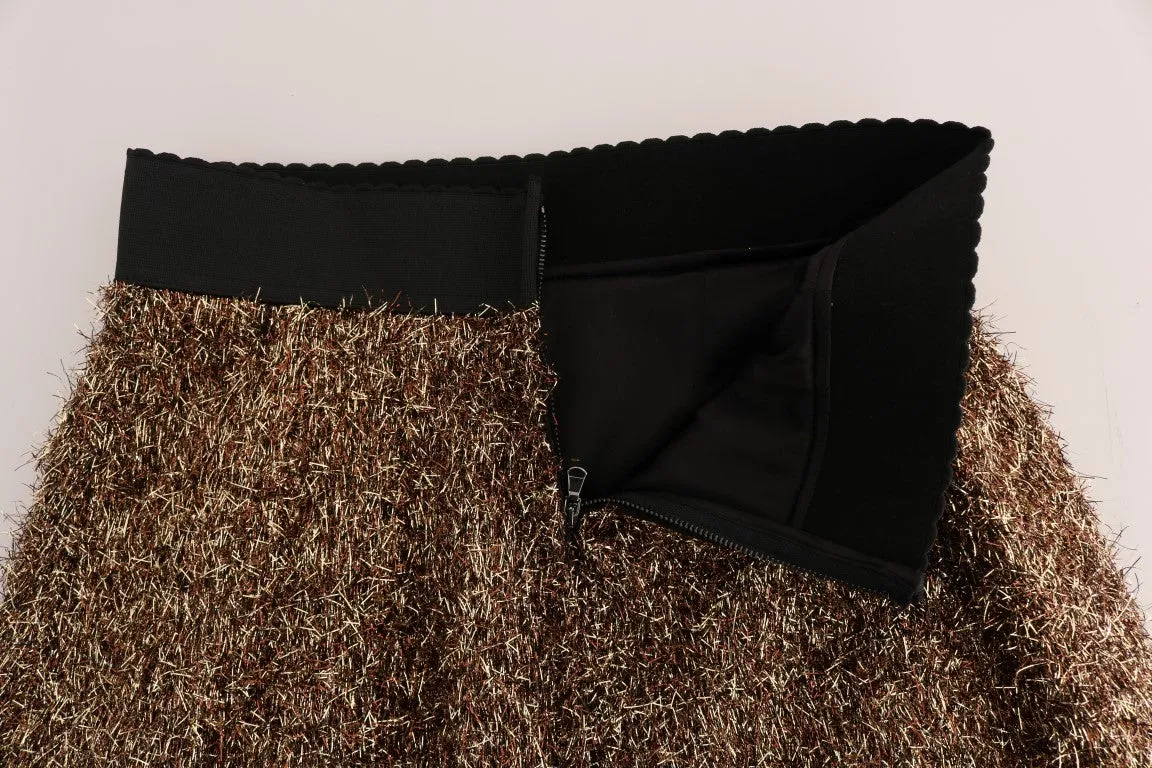 Dolce & Gabbana Gold Black Short Mini Skirt sold by Siebentaschen product image thumbnail 4
