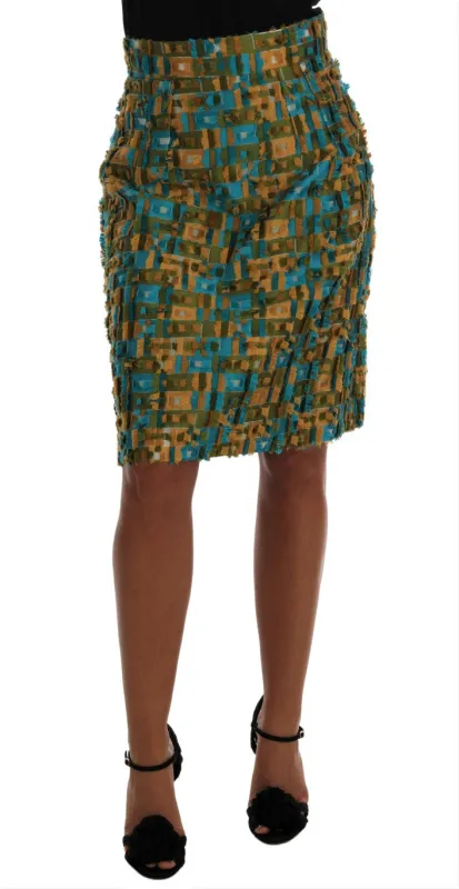 Dolce & Gabbana Multicolor Jacquard Straight Pencil Skirt sold by Siebentaschen