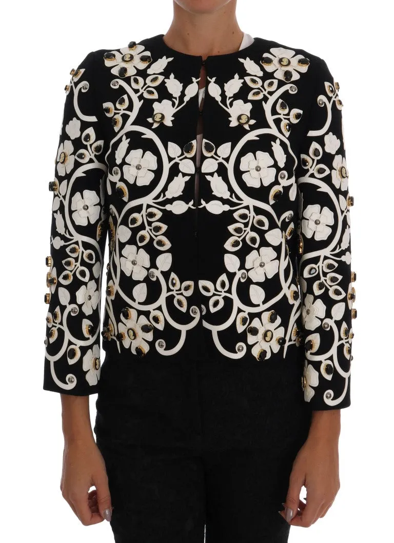 Dolce & Gabbana Black Baroque Floral Crystal Jacket sold by Siebentaschen