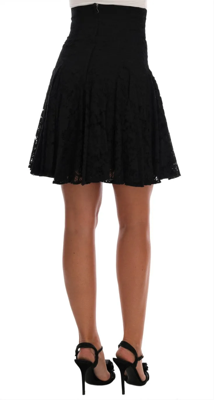 Dolce & Gabbana Black Floral Cutout Lace A-Line Skirt sold by Siebentaschen product image thumbnail 3