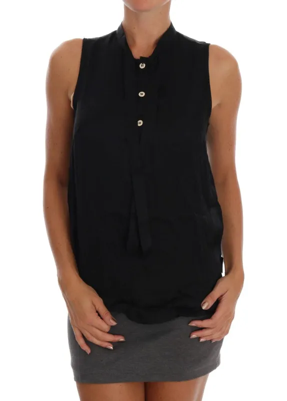 Versace Jeans Black Sleeveless Viscose Blouse Top sold by Siebentaschen
