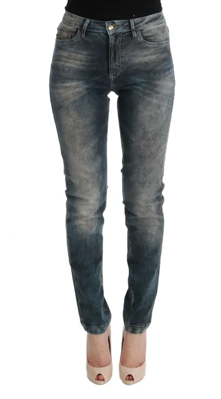 Cavalli Blue Wash Cotton Blend Slim Fit Jeans sold by Siebentaschen