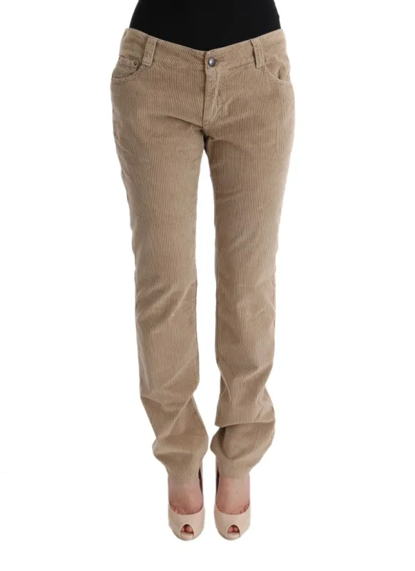 Ermanno Scervino Beige Cotton Velvet Regular Fit Pants made by Ermanno Scervino