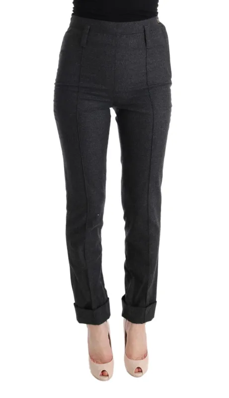 Ermanno Scervino Gray Virgin Wool Skinny Casual Pants made by Ermanno Scervino