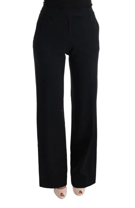 Ermanno Scervino Black Viscose Flare Bootcut Pants made by Ermanno Scervino