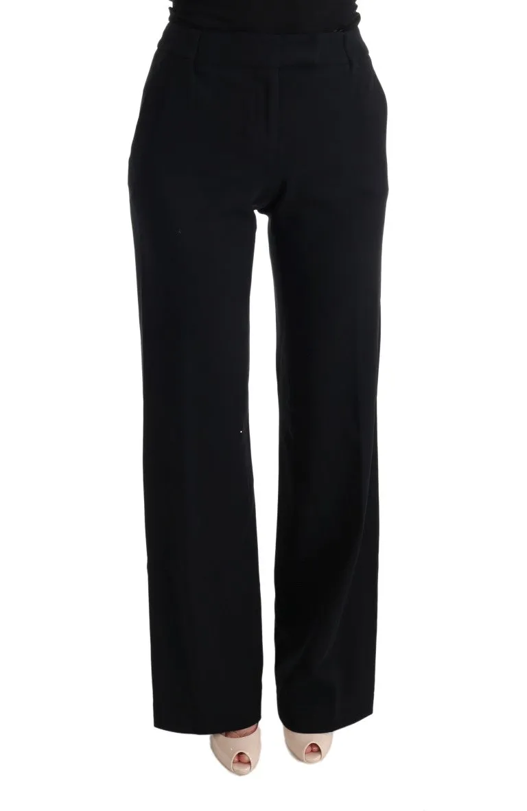 Ermanno Scervino Black Viscose Flare Bootcut Pants sold by Siebentaschen