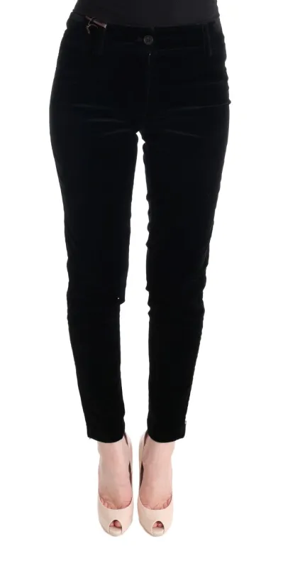 Ermanno Scervino Black Viscose Blend Velvet Cropped Pants sold by Siebentaschen