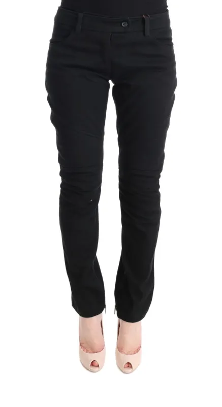 Ermanno Scervino Black Cotton Slim Fit Casual Pants sold by Siebentaschen