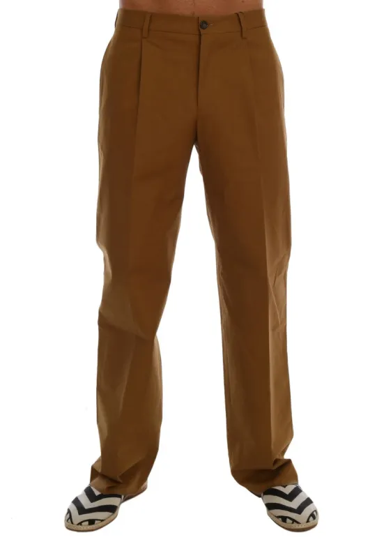 Dolce & Gabbana Brown Stretch Cotton Pants sold by Siebentaschen