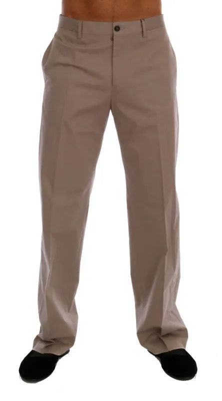 Dolce & Gabbana Beige Cotton Stretch Chinos Pants sold by Siebentaschen