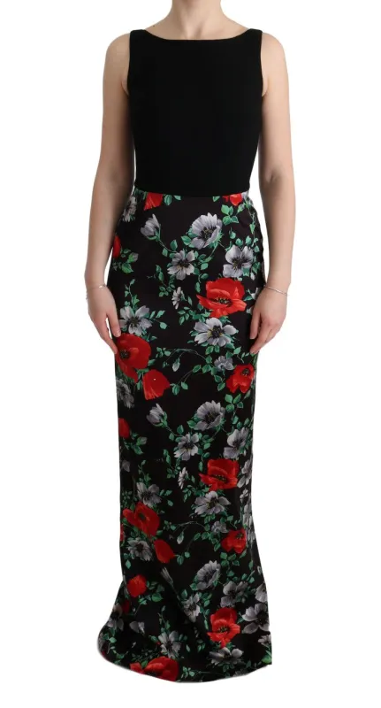 Dolce & Gabbana Multicolor Floral Print Stretch Sheath Long Dress sold by Siebentaschen
