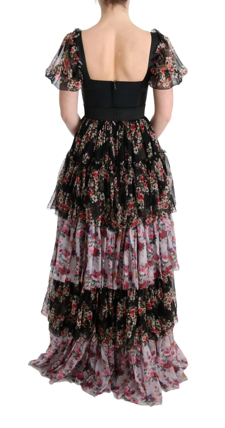 Dolce & Gabbana Multicolor Silk Stretch Floral Shift Long Dress sold by Siebentaschen product image thumbnail 3
