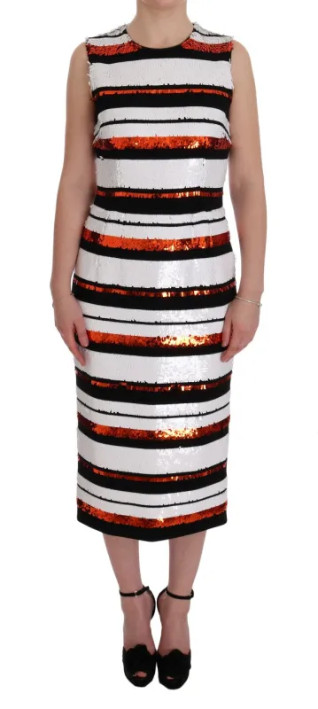 Dolce & Gabbana Multicolored Striped Sequined Stretch Dress sold by Siebentaschen