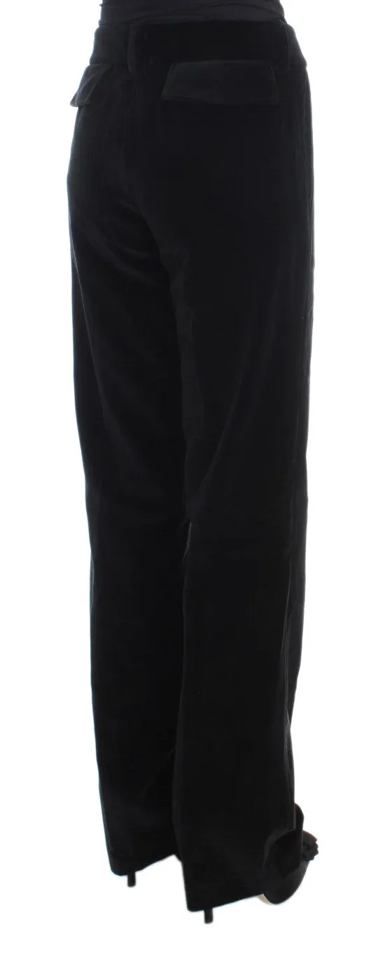 Ermanno Scervino Black Velvet Cotton Straight Legs Pants sold by Siebentaschen product image thumbnail 4