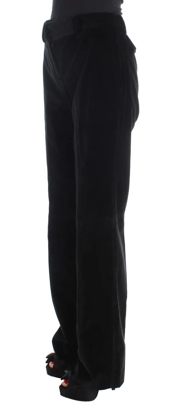 Ermanno Scervino Black Velvet Cotton Straight Legs Pants sold by Siebentaschen product image thumbnail 2