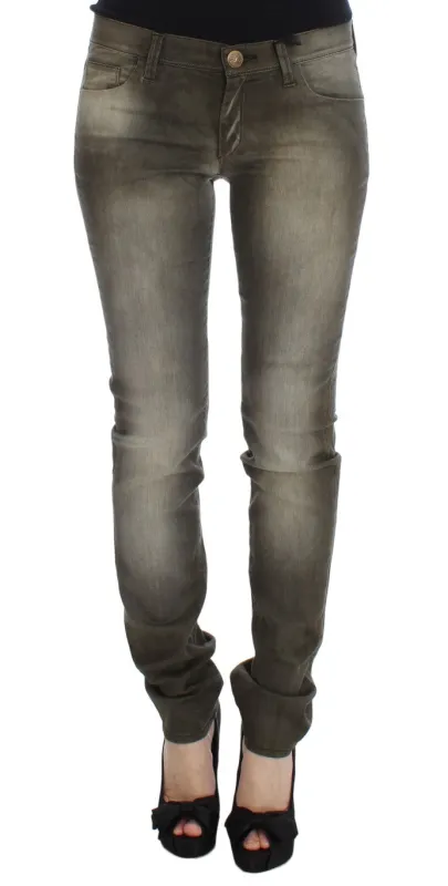 Ermanno Scervino Gray Wash Cotton Blend Slim Fit Jeans made by Ermanno Scervino