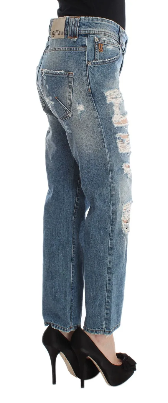 John Galliano Blue Wash Cotton Boyfriend Fit Cropped Jeans sold by Siebentaschen product image thumbnail 4