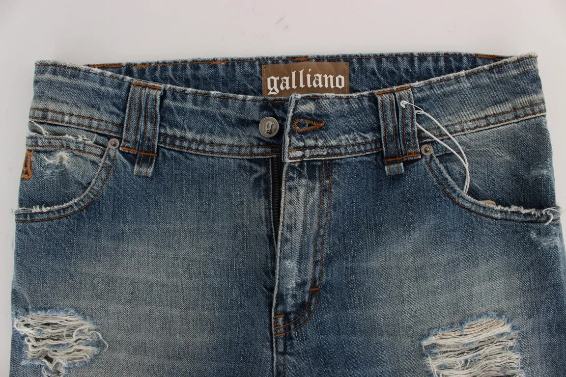 John Galliano Blue Wash Cotton Boyfriend Fit Cropped Jeans sold by Siebentaschen product image thumbnail 5
