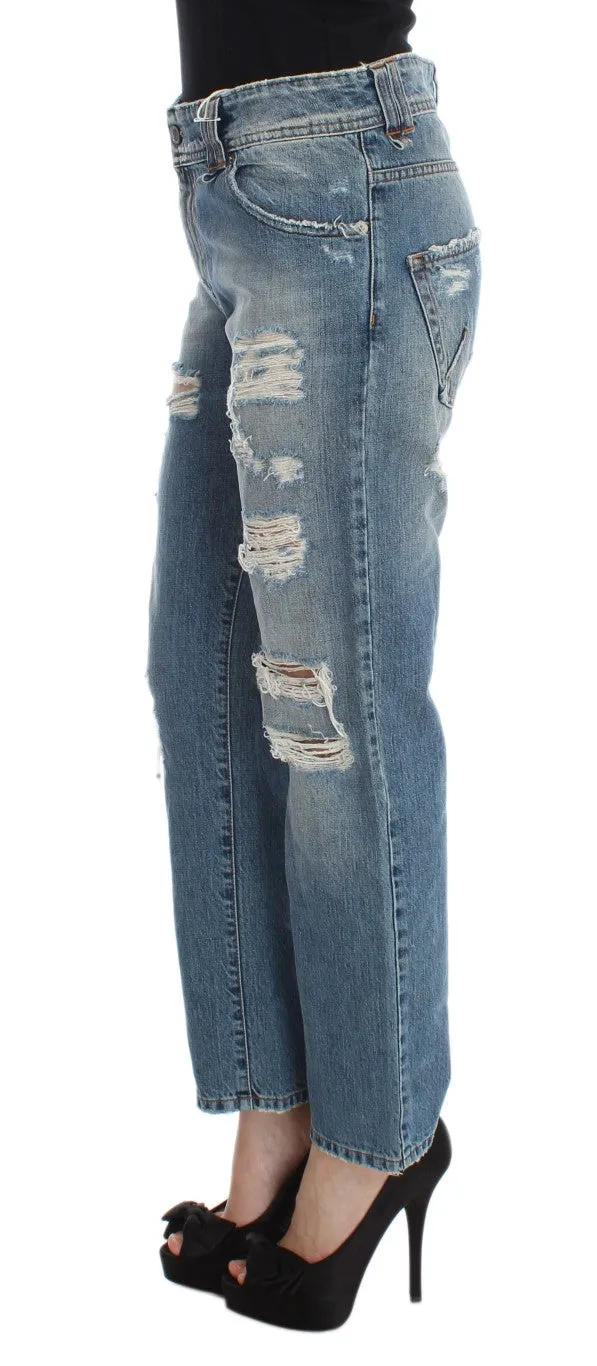 John Galliano Blue Wash Cotton Boyfriend Fit Cropped Jeans sold by Siebentaschen product image thumbnail 2