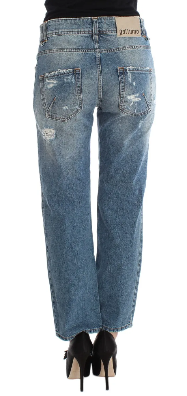 John Galliano Blue Wash Cotton Boyfriend Fit Cropped Jeans sold by Siebentaschen product image thumbnail 3