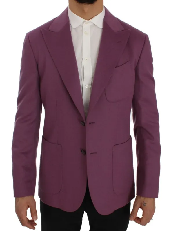 Dolce & Gabbana Purple Cashmere Slim Fit Blazer Jacket sold by Siebentaschen