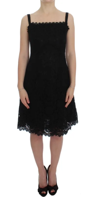 Dolce & Gabbana Black Floral Lace Shift Knee Length Dress sold by Siebentaschen