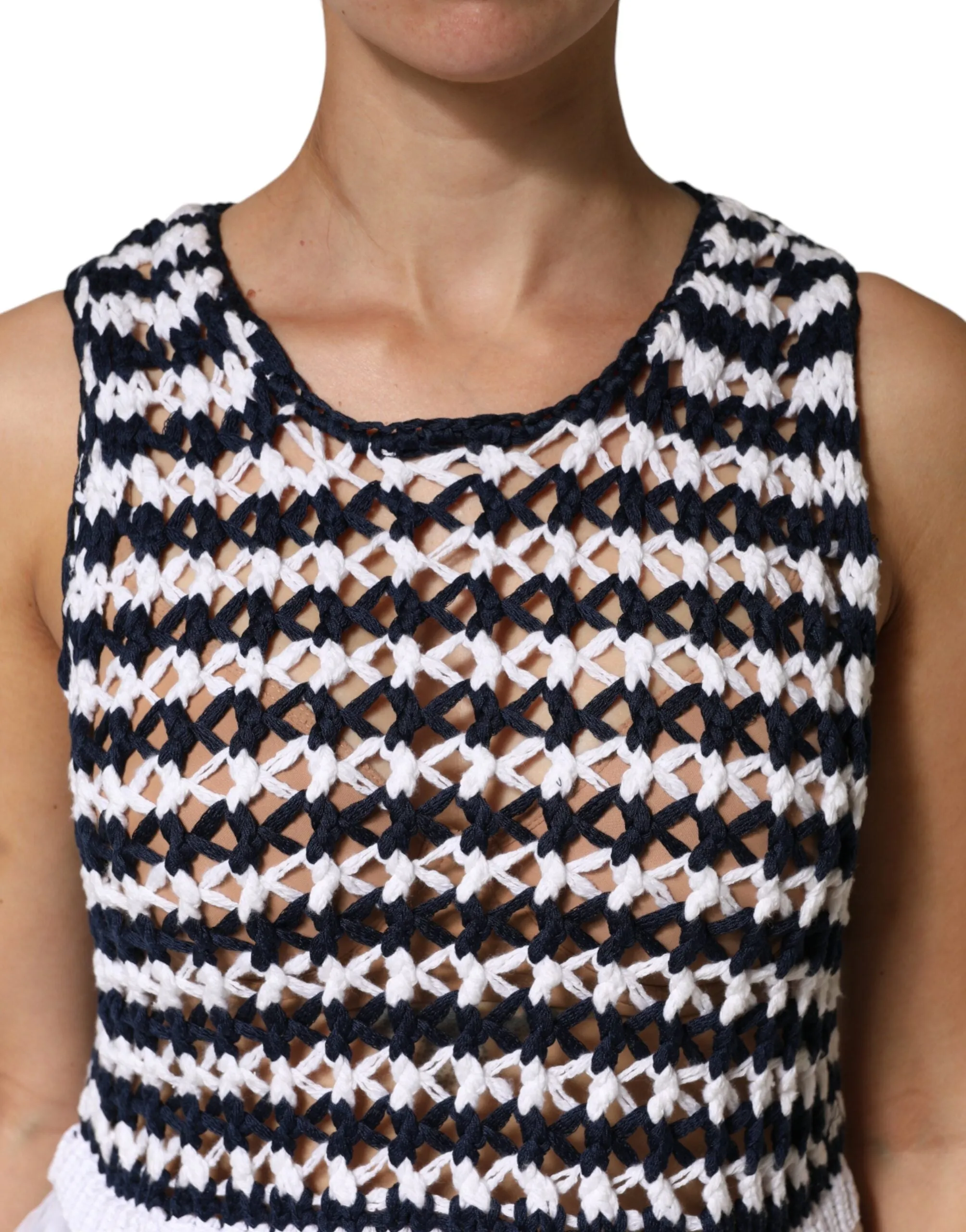 Dondup White Black Knitted Round Neck Sleeveless Tank Top sold by Siebentaschen product image thumbnail 5