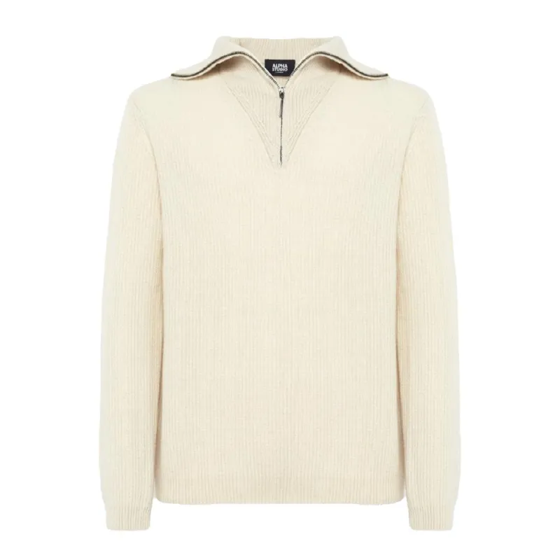 Alpha Studio White Cashmere Sweater sold by Siebentaschen