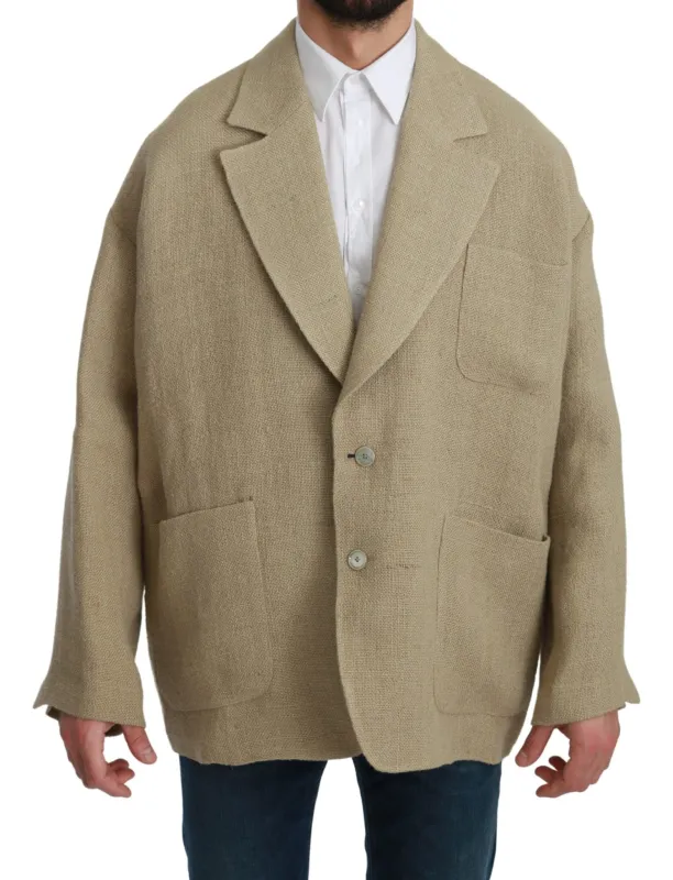 Dolce & Gabbana Beige Jacket Coat 100% Jute Blazer Coat sold by Siebentaschen
