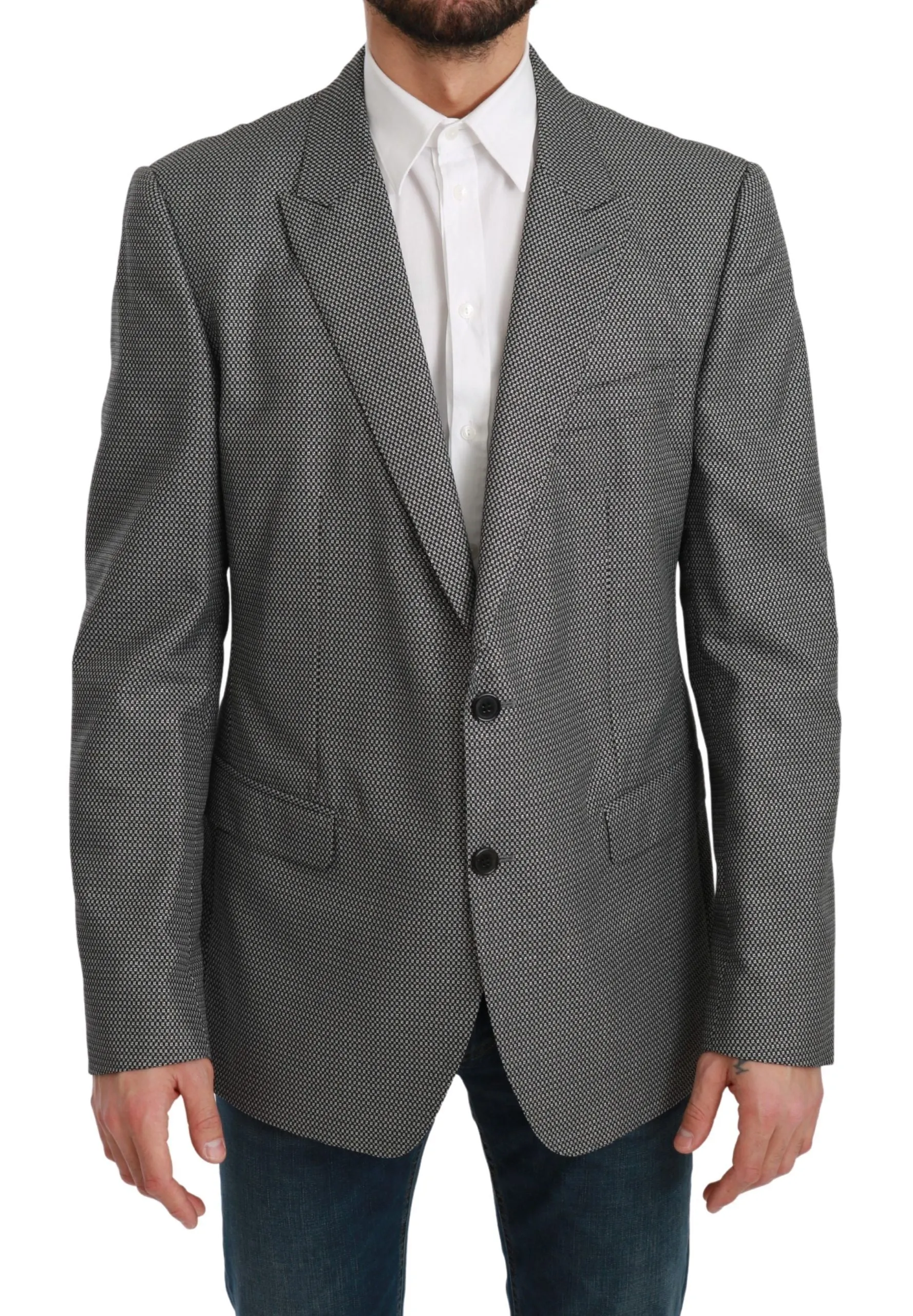 Dolce & Gabbana Gray Slim Fit Formal MARTINI Blazer sold by Siebentaschen
