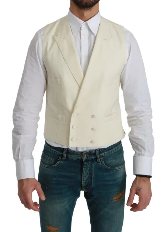 Dolce & Gabbana White Waistcoat Formal Wool Vest sold by Siebentaschen