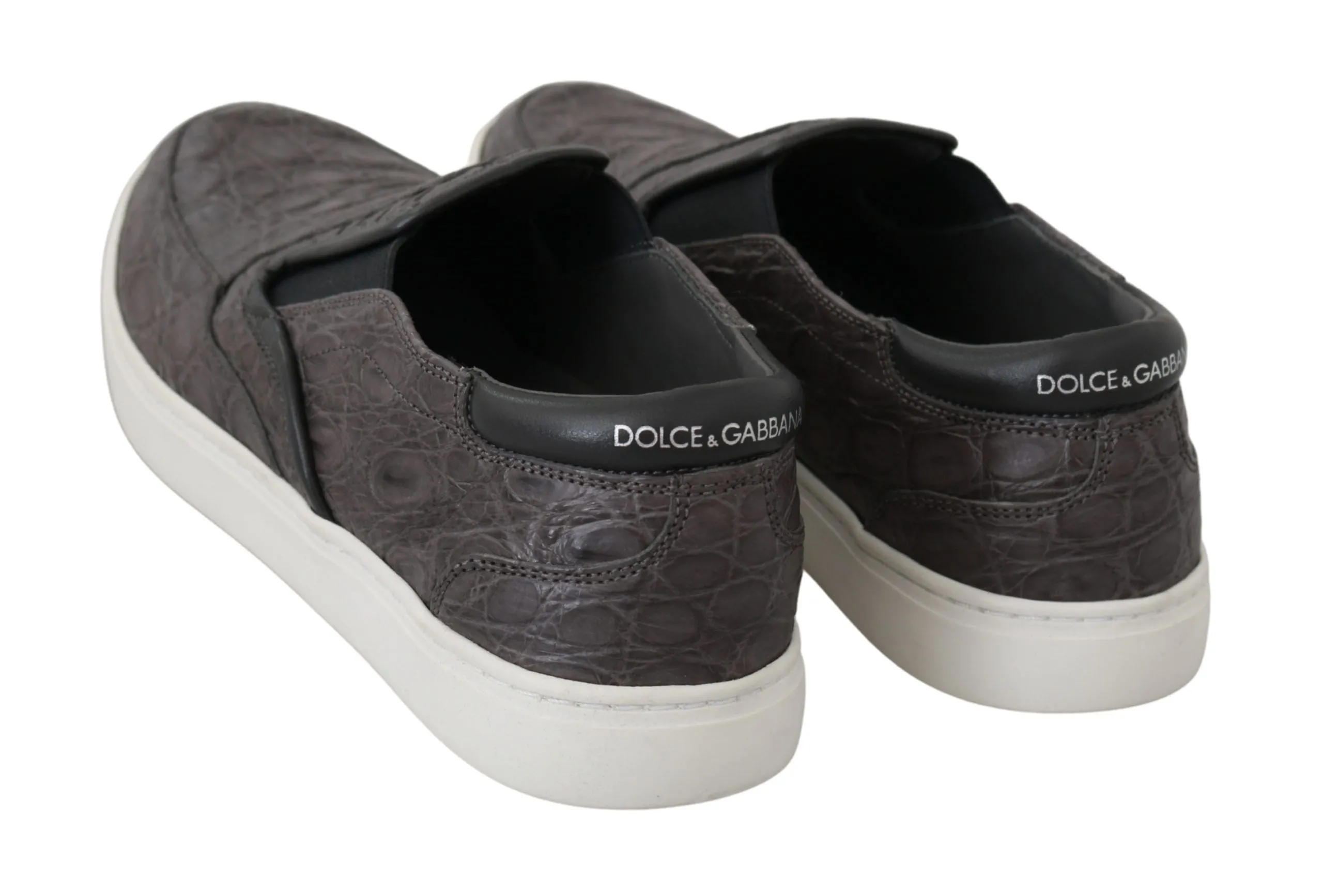 Dolce & Gabbana Gray Leather Flat Caiman Mens Loafers Shoes sold by Siebentaschen product image thumbnail 4