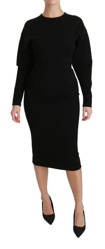 Dolce & Gabbana Black Bodycon Sheath Midi Stretch Dress sold by Siebentaschen