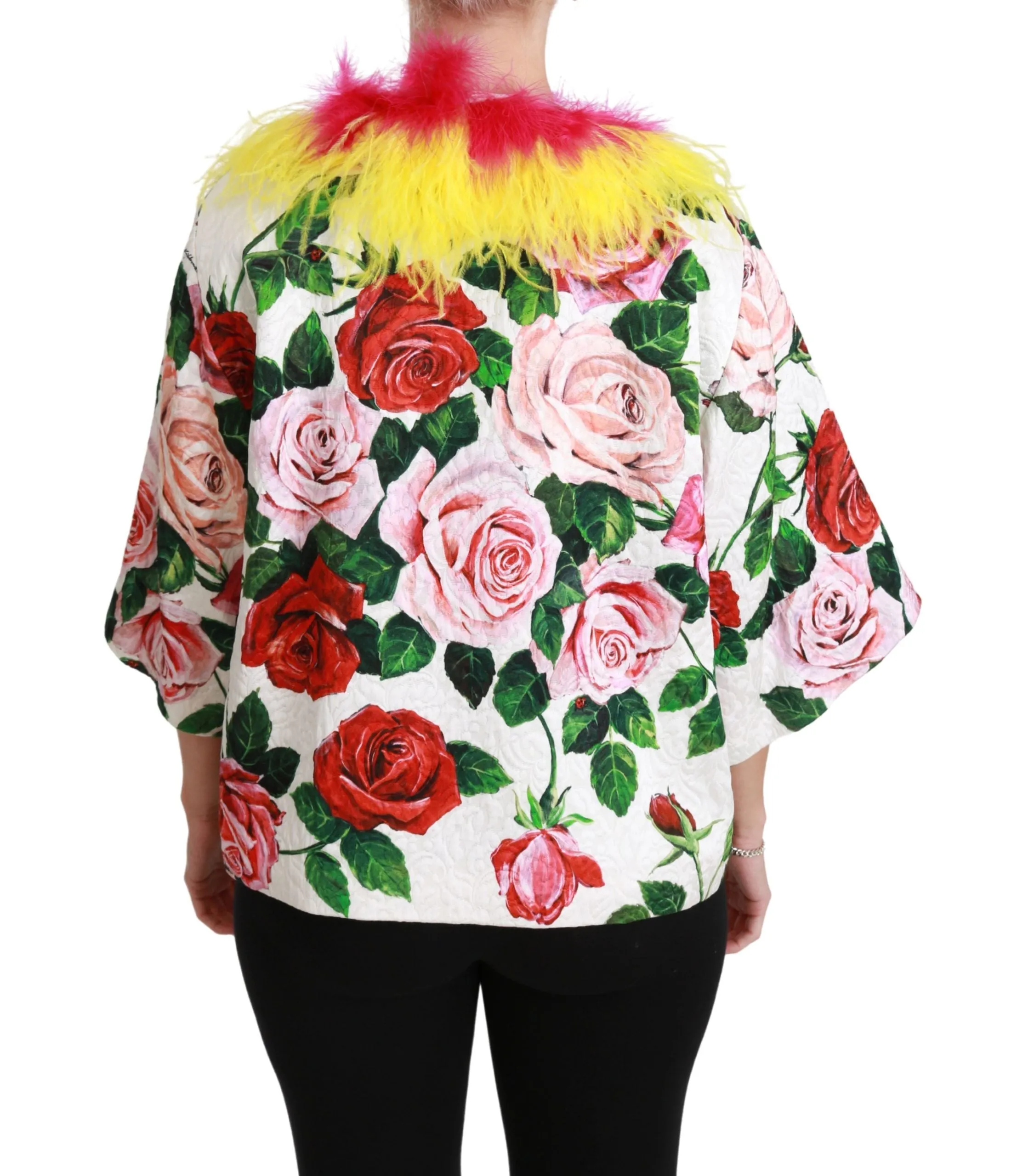 Dolce & Gabbana White Floral Coat Capte Fur Roses Jacket sold by Siebentaschen product image thumbnail 4