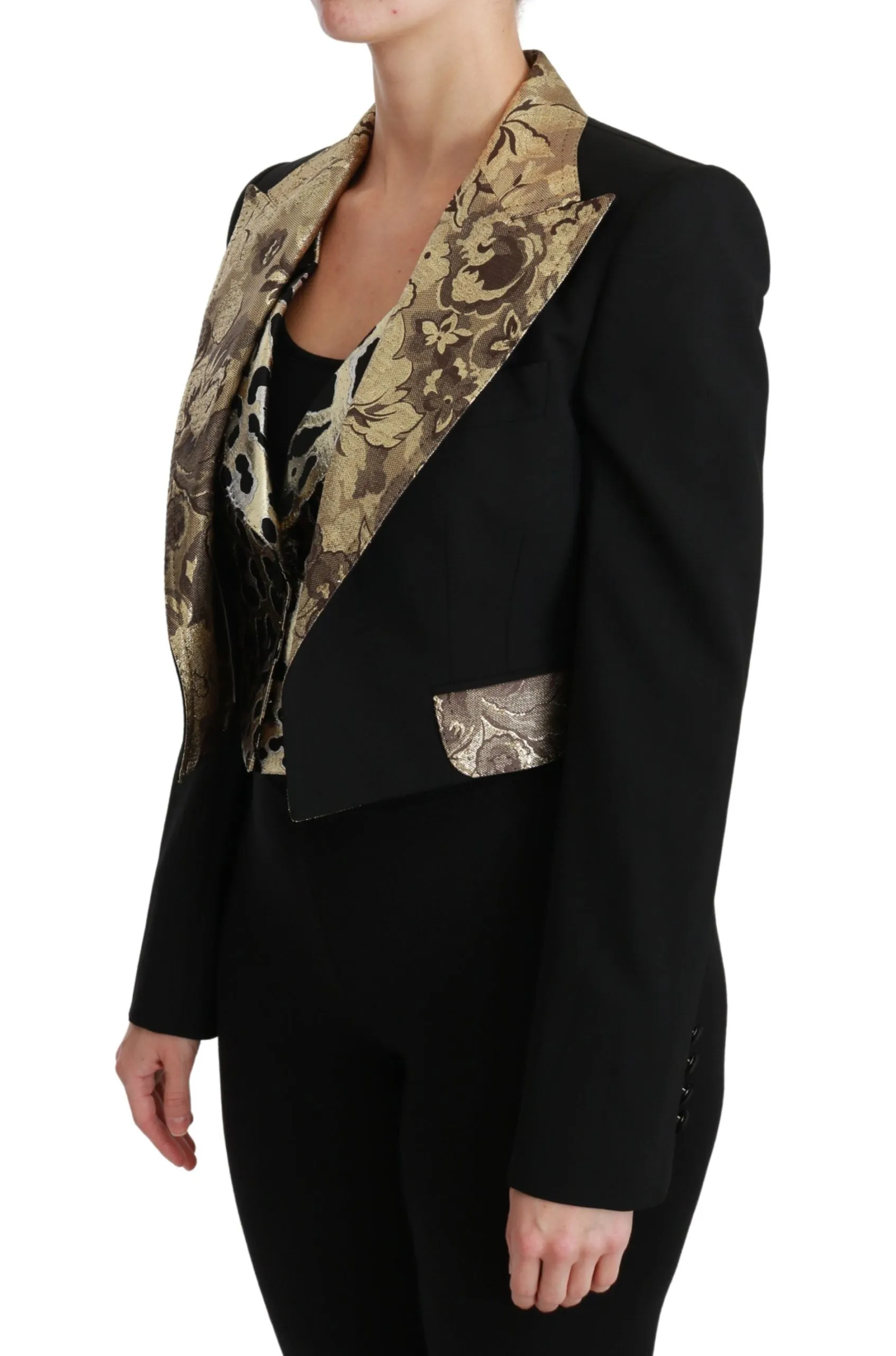 Dolce & Gabbana Black Jacquard Vest Blazer Coat Wool Jacket sold by Siebentaschen product image thumbnail 3