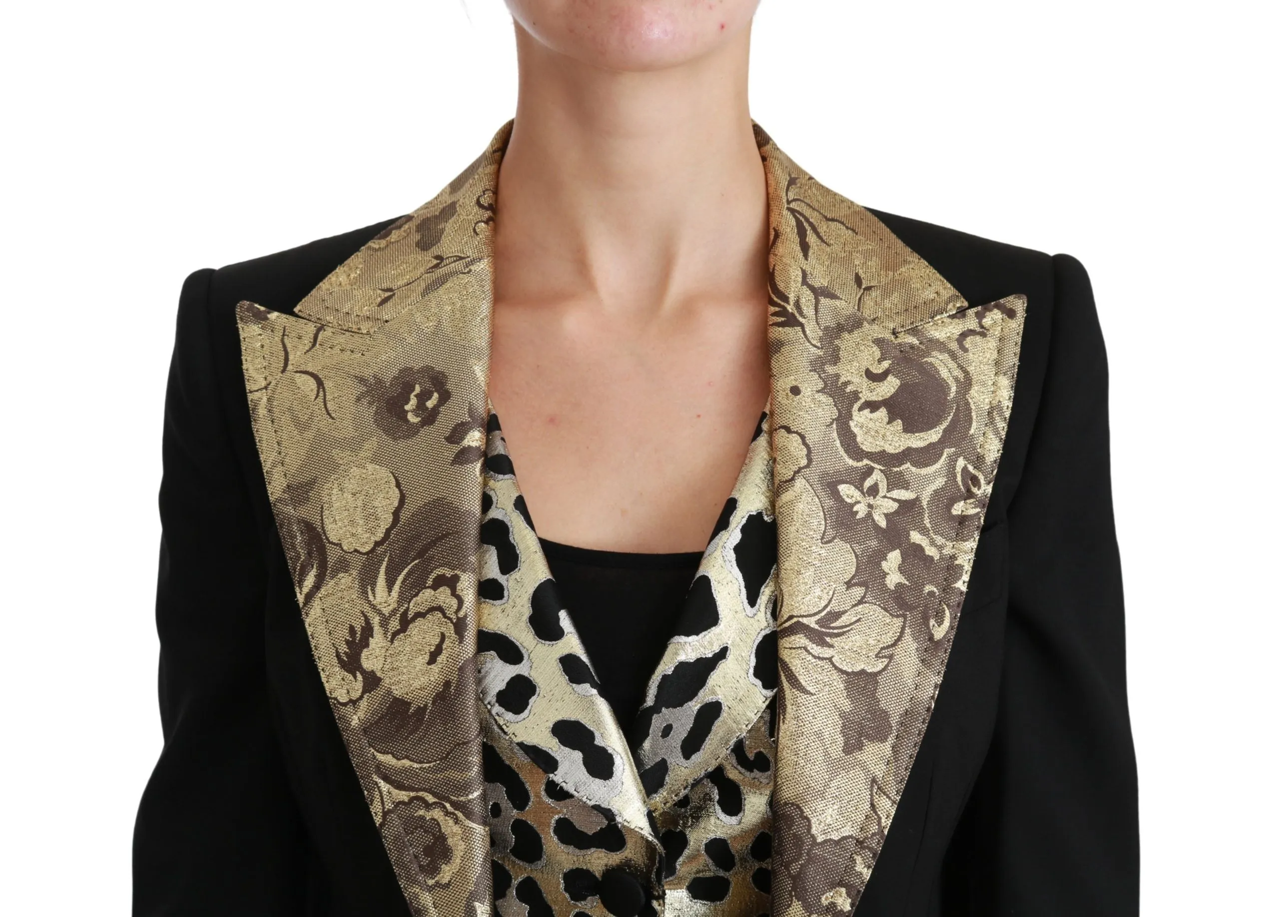 Dolce & Gabbana Black Jacquard Vest Blazer Coat Wool Jacket sold by Siebentaschen product image thumbnail 5