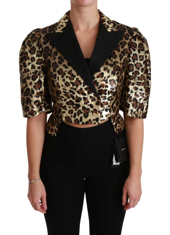 Dolce & Gabbana Blazer Gold Leopard Sequined Jacket sold by Siebentaschen
