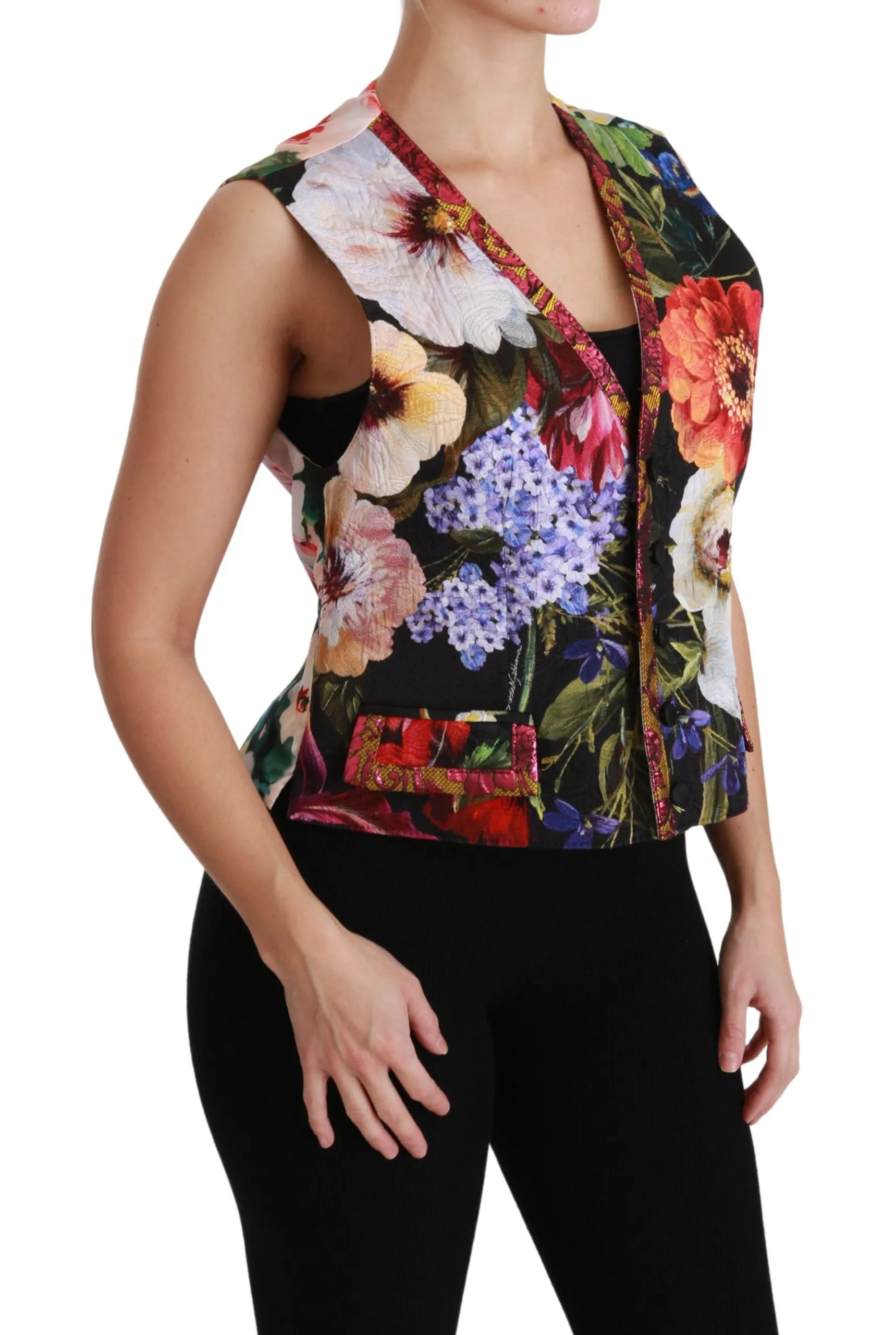 Dolce & Gabbana Multicolor Floral Sleeveless Waistcoat Top Vest sold by Siebentaschen product image thumbnail 2