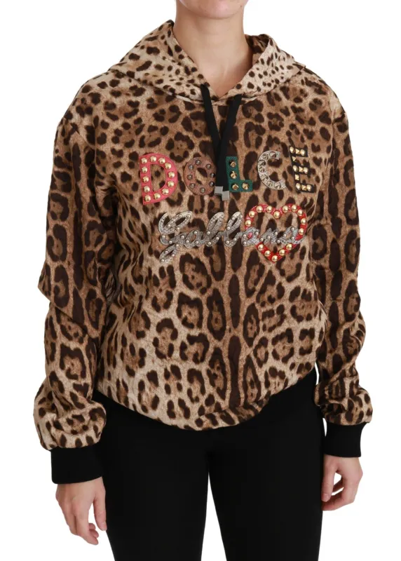 Dolce & Gabbana Brown Hooded Studded Ayers Leopard Sweater made by Siebentaschen