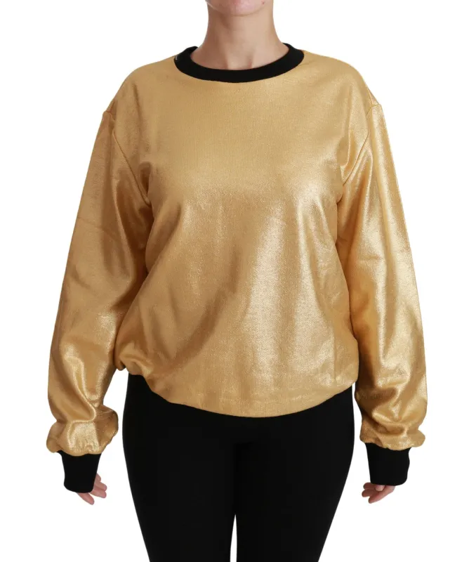 Dolce & Gabbana Gold Cotton Crewneck Pullover Sweater sold by Siebentaschen