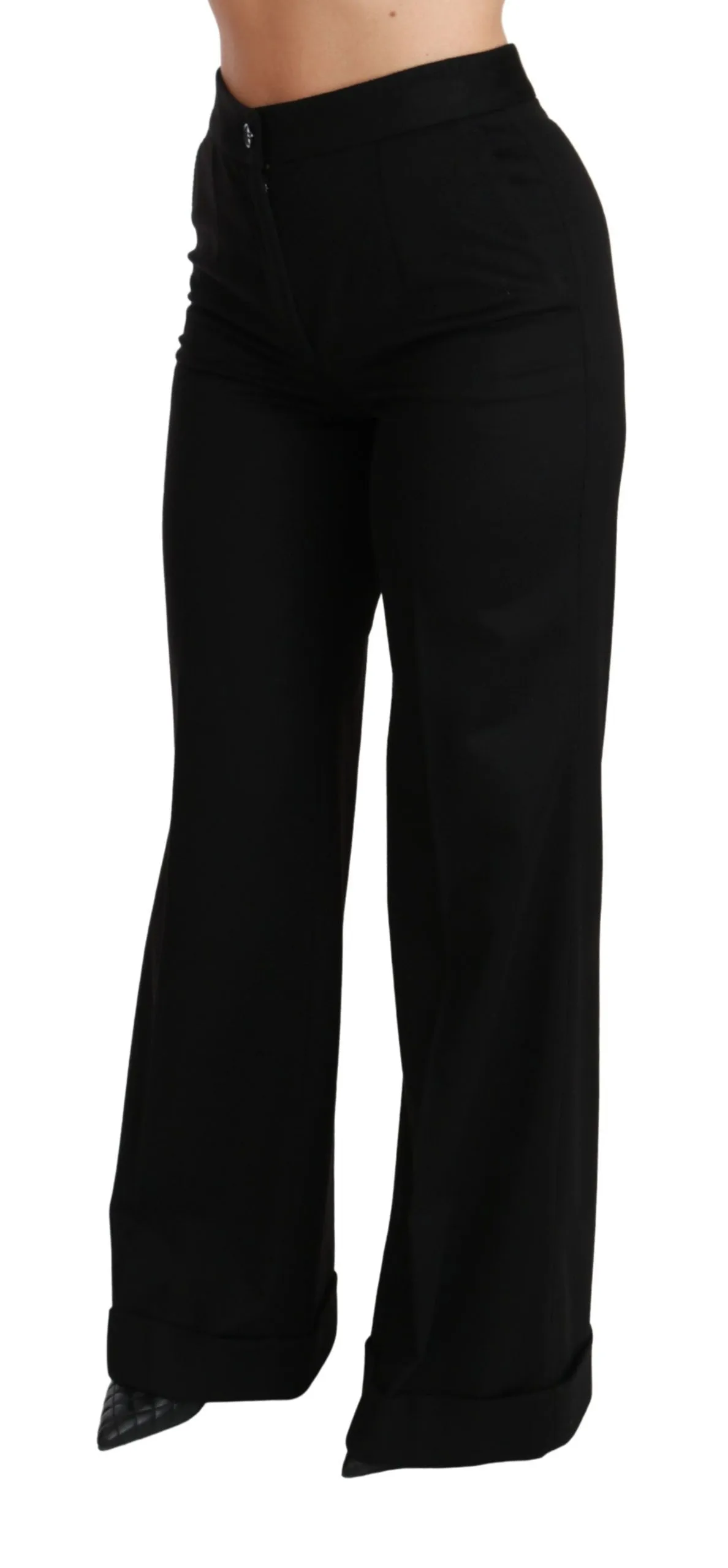 Dolce & Gabbana Black Wide Leg Flared Trouser Cashmere Pants sold by Siebentaschen product image thumbnail 4