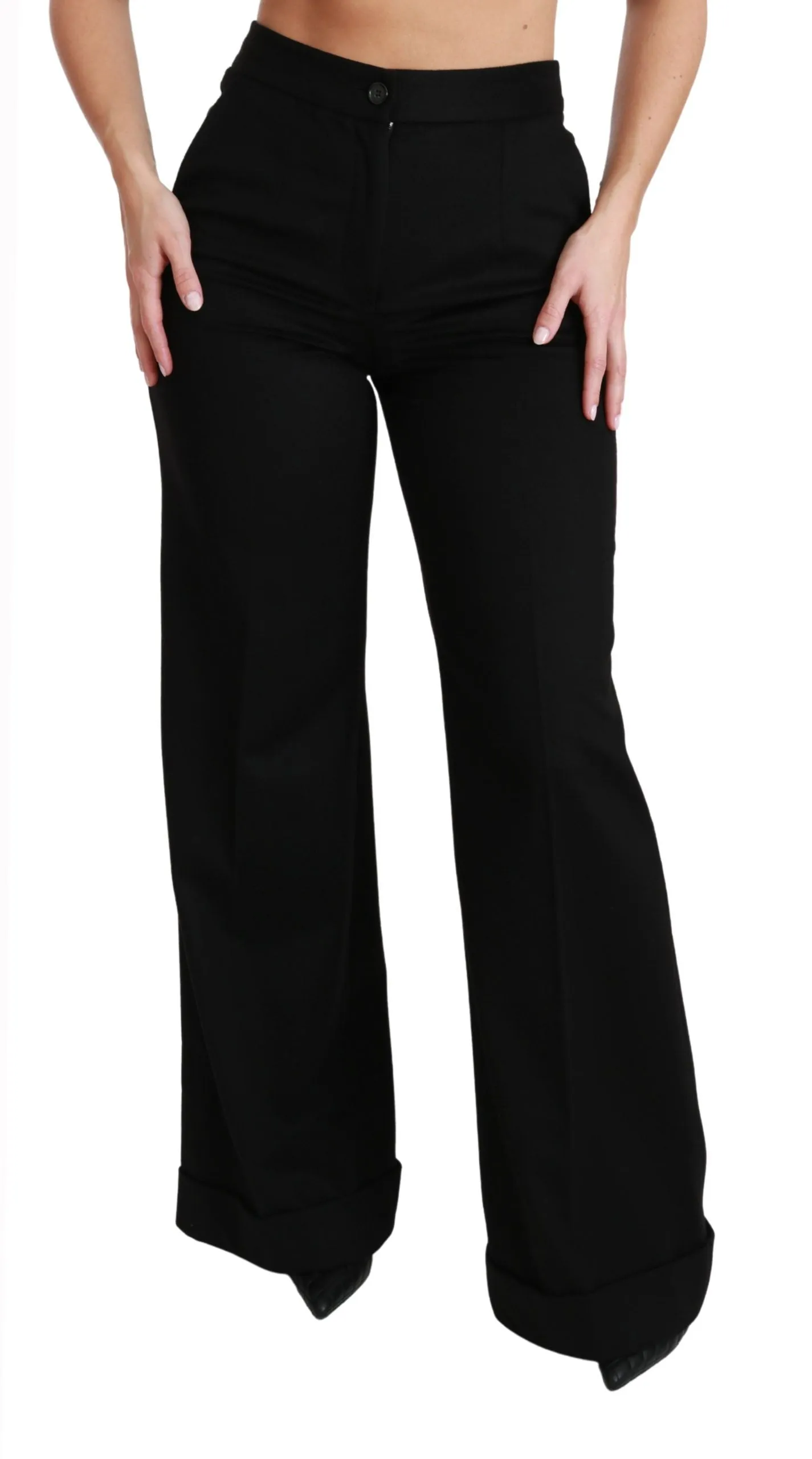 Dolce & Gabbana Black Wide Leg Flared Trouser Cashmere Pants sold by Siebentaschen product image thumbnail 2